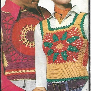 Vintage Crochet Boho Granny Square,Rib Tickler Top PATTERNS 1970&#39;s***PDF instant digital download***NOT a finished item, instructions only