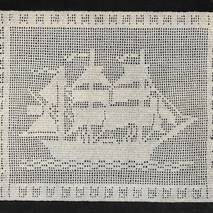 Vintage Filet Crochet 3 different Clipper Ships, Patterns 1970&#39;s***PDF instant digital download***NOT a finished item, instructions only.