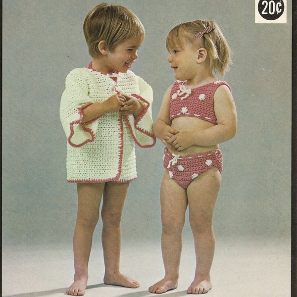 Vintage Crochet Child's Mini Bikini and Jacket***PDF instant digital download***NOT a finished item, instructions only