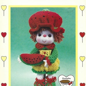 Vintage &quot;Lollipop Lane&quot;  Watermelon Slice Crochet Doll Pattern (***PDF instant digital download***) instructions to make