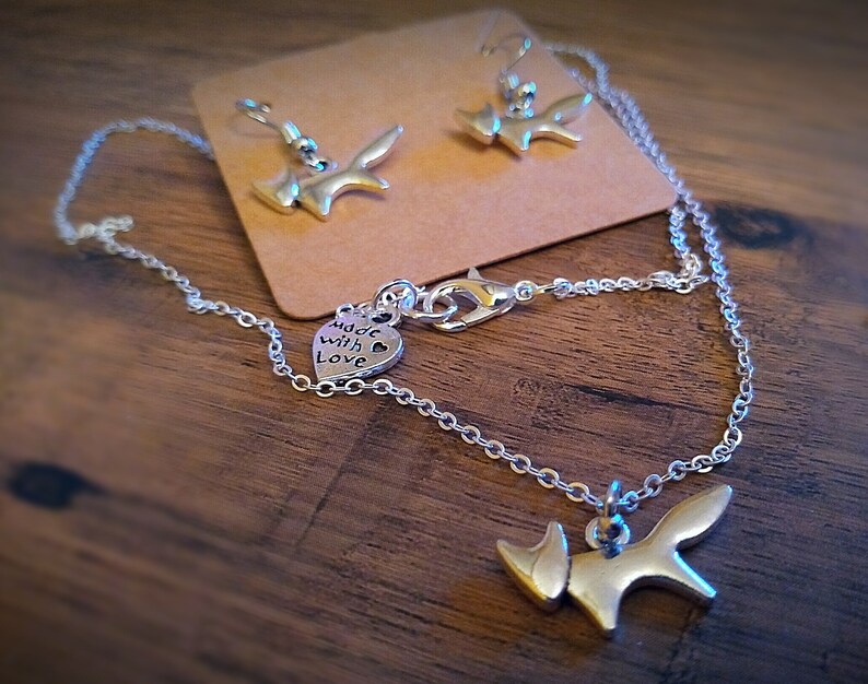 Cute Fox Charm Necklace and Earrings set image 4