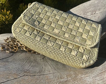 Sac bandoulière en raphia au crochet, petit sac en paille, sac à main en raphia au crochet, pochette en paille, pochette en raphia, pochette de soirée