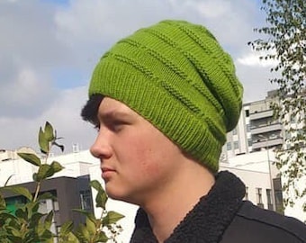 Knit mens beanie, knitted merino wool hat, сustom knit hat, hand made winter men hat, knit wool beanie hat, hand knit winter beanie hat