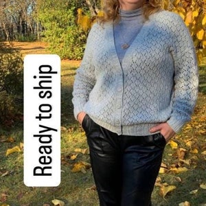 Knitted merino cardigan, v neck button up cardigan, Womens loose lace cardigan, Handmade plus size cardigan, handknit oversized cardigan