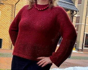 Hand knitted mohair sweater, Knitted mohair jumper pullover, Bridal wedding bridal sweater, Knitted merino wool sweater