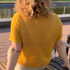 Kanten gebreide top Gebreide kanten top met korte mouwen Gebreide zomerblouse Handgebreide damesblouse Gebreide damesblouse Elegante handgebreide top