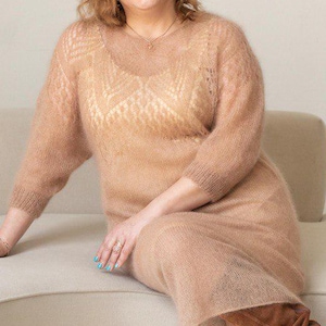 Mohair langes Kleid, gestricktes Hochzeitskleid, gestricktes Kid Mohair Kleid, Handgestricktes gerades loses Kleid, Brautkleid aus Spitze, Midikleid