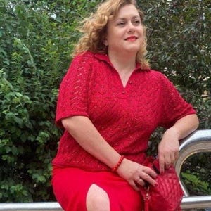 Handgebreide zomertrui vest Gebreide coltrui Trui met korte mouwen voor vrouwen Handgebreide kanten blouse voor dames Gebreide blouse voor dames