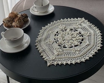 Crochet doily tablecloth, Large doily, Small tablecloth, Crochet napkin, Table, Home, Kitchen decor, Сrochet table decoration, Ready to ship