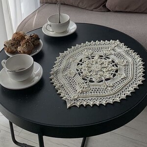 Crochet doily tablecloth, Large doily, Small tablecloth, Crochet napkin, Table, Home, Kitchen decor, Сrochet table decoration, Ready to ship
