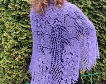 トライアングルショール モヘア調 パープル ハンドメイド モヘアショール、ウェディングショール、ウェディングラップ - Etsy 日本