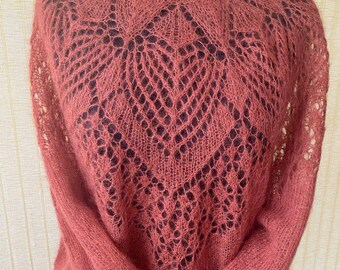 Mohair crewneck sweater, Knitted lace fall sweater, Bridal wedding sweater, Loose knit mohair sweater, Hand knitted mohair thin jumper
