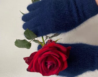 Hand knit  angora wool women gloves, Knitted warm gloves women, Handmade wool white gloves, Hand knitted winter gloves, Wool hand warmers