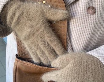 Hand knit  angora wool women gloves, Knitted warm gloves women, Handmade wool white gloves, Hand knitted winter gloves, Wool hand warmers