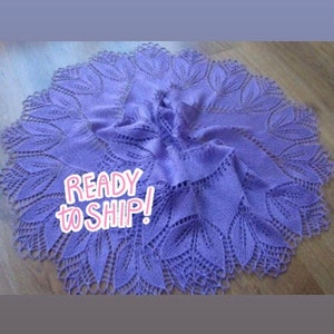 Hand knitted lace shawl scarf ready to ship, knitted merino wool shawl scarf, hand knit ladies shawl