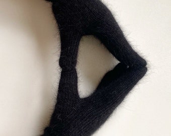 Angora Knit Gloves Women Knit Mittens Women Angora Knit Gloves