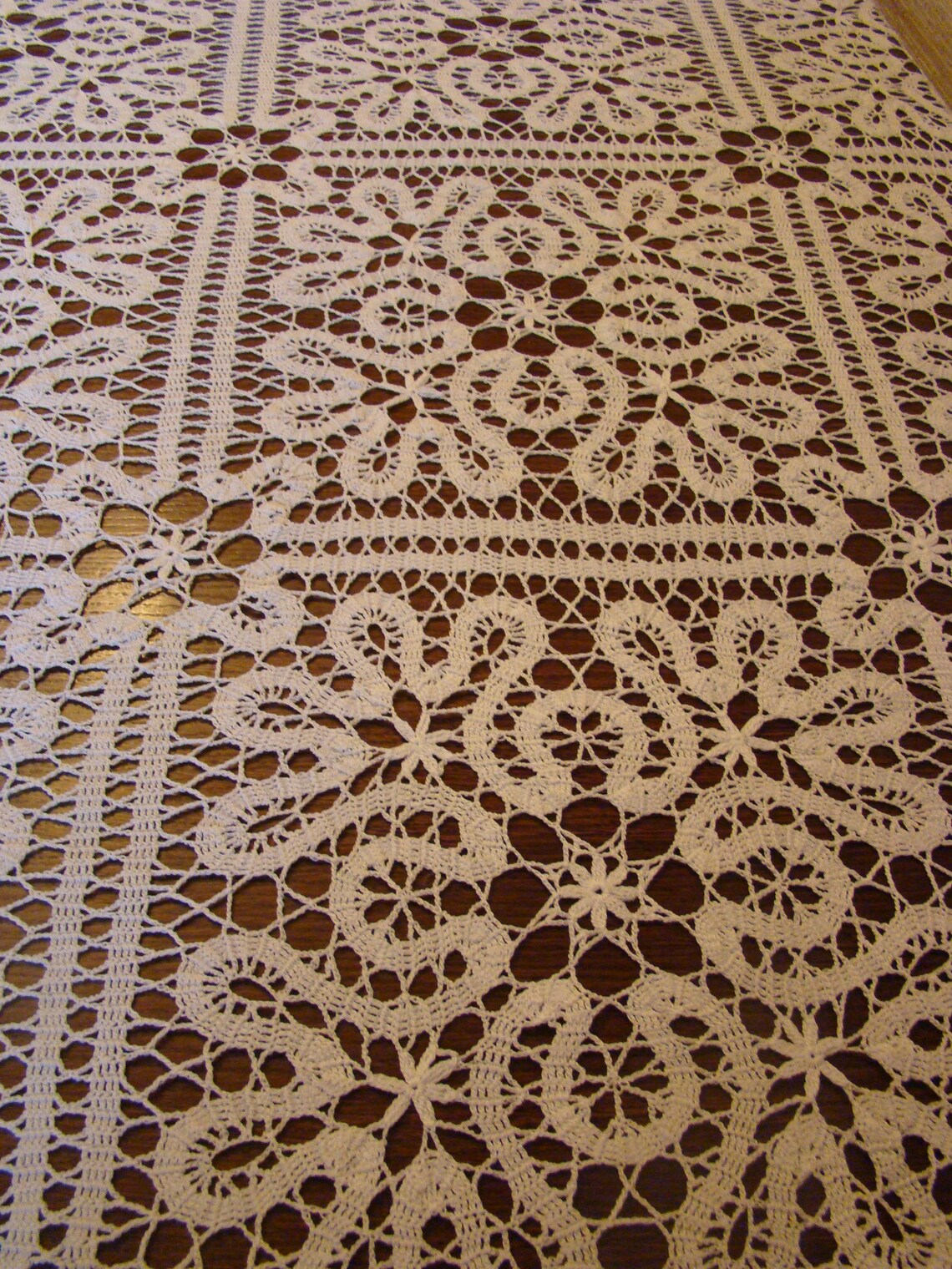 Large handmade knitted tablecloth rectangle beautiful cotton Etsy