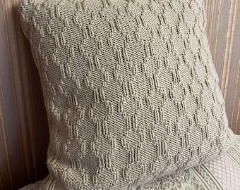 Knitted cushion pillow, Handmade sweater pillow, Hand knit merino wool pillow, Hand knitted zipper cushion cover, Сustom knit pillowcases