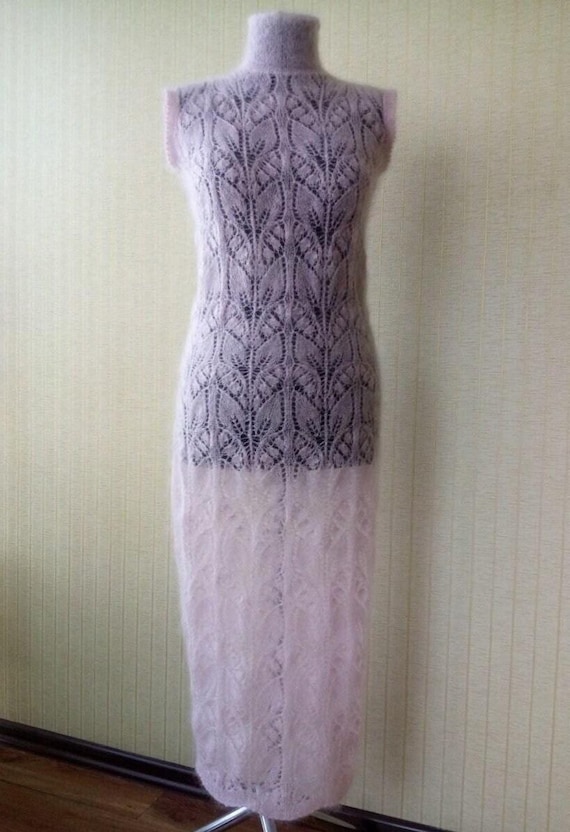 Hand Knitted Mohair Long Dress, Knitted Wedding Dress, Sleeveless Wedding  Dress, Knitted Wool Turtleneck Dress, Loose Knit Mohair Lace Dress - Etsy