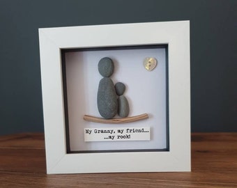 My Granny, my friend, my rock. Framed pebble picture