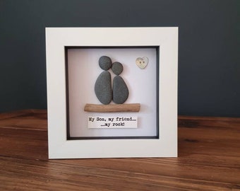 My son, my friend, my rock! Framed pebble picture