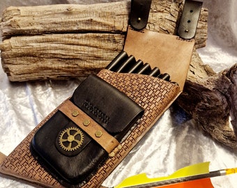 Left-handed leather quiver