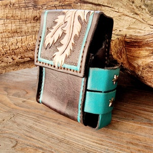 Leather cigarette case with lighter holder Feder