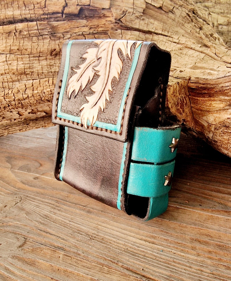 Leather cigarette case with lighter holder Feder