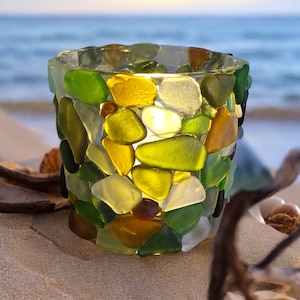 Handcrafted Seaglass Candle Holder: Kent Coast Sustainable Home Decor