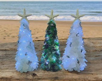 Sea Glass Tree with LED Lights and Sealife Charms