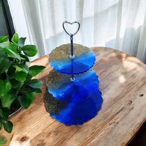 3 Tier Resin Cake Stand: Beach Wedding Cupcake Display