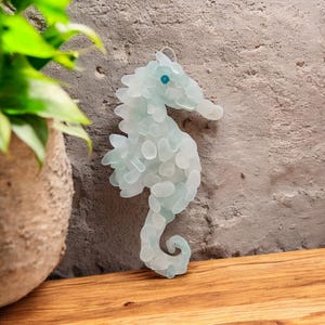 Handmade Seaglass Seahorse Wall Hanging, Coastal Decor