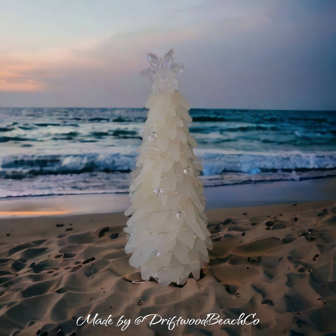 8 Frosty White Seaglass Christmas Tree With Lights and Etsy UK
