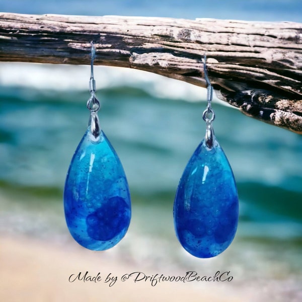 A drop in the Ocean Earrings, Ocean Jewellery, ocean earrings dangle, resin earrings, Beach Jewellery, Mother's Day Gift Idea,Tropical Ocean