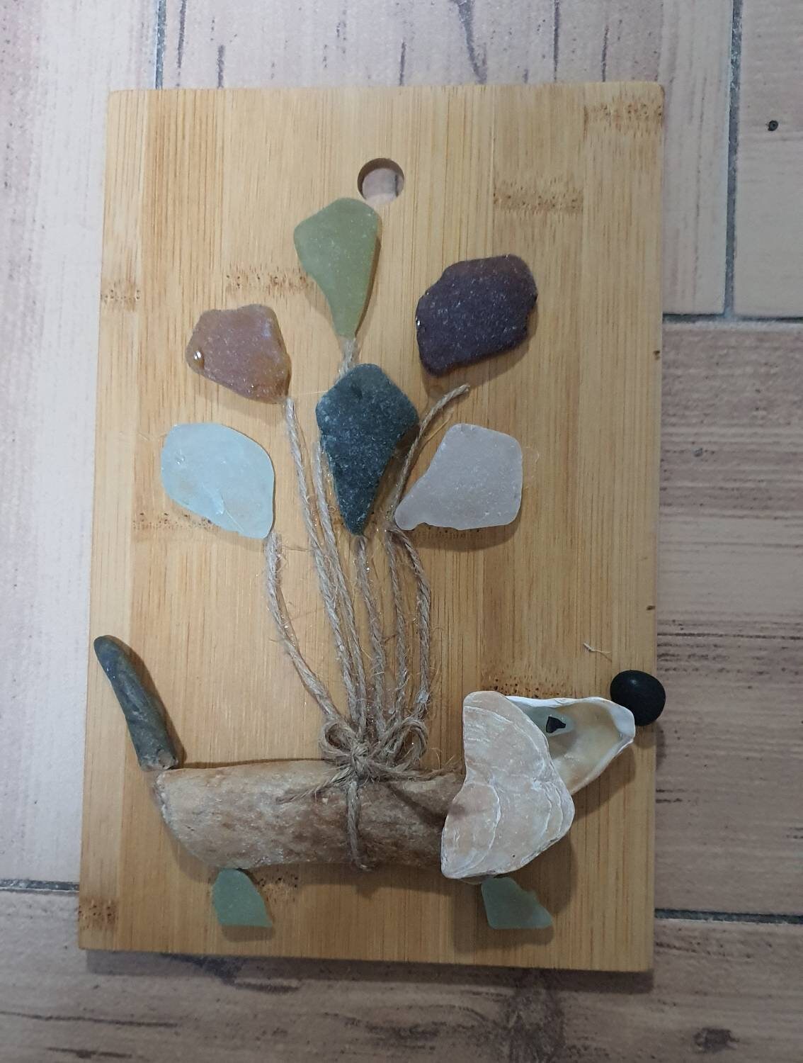 Sausage dog seaglass wall art wall hanging. Wall Art Recycled | Etsy