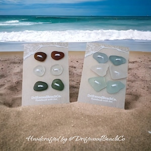 Handcrafted Seaglass Buttons: Set of 6, Unique Craft Supplies