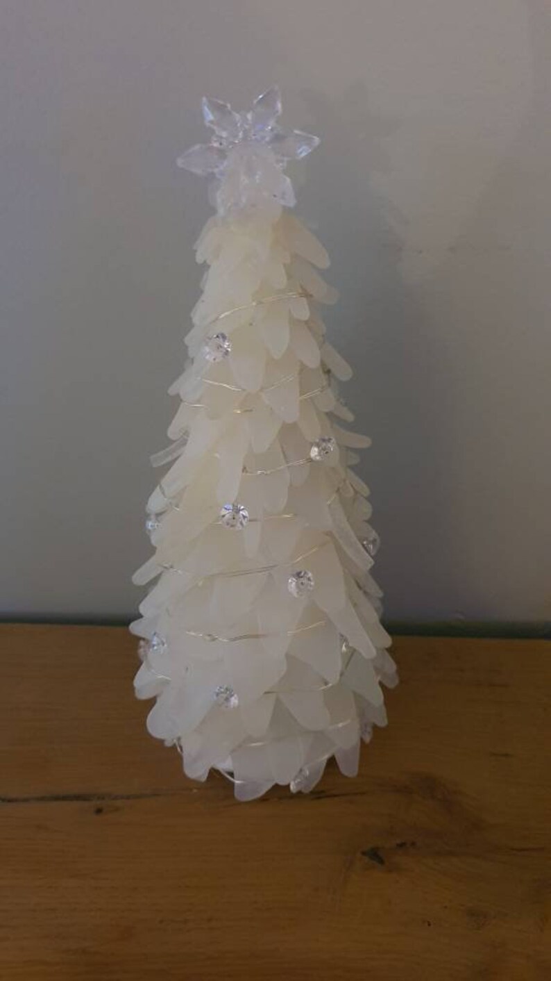 8 Frosty White Seaglass Christmas Tree With Lights and Etsy