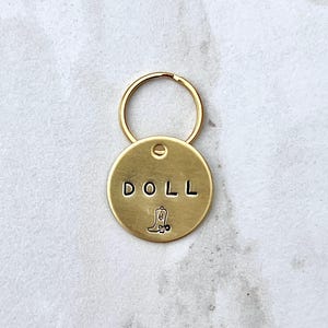 Dog tags- Pet ID tags- Hand Stamped Personalized Custom Pet ID Tags for Dogs and Cats in Solid Brass Dog tag with cowboy boot