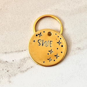 Hand Stamped Dog Tag - Dog Tag for Dogs Personalized - Custom Tag - Pet ID Tag - Metal Pet Tag - Customized Cat Tag - stars dog tag- starry