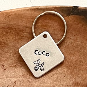 Dog tag- custom dog tag- pet tag- Hand Stamped Personalized Custom Pet ID Tags for Dogs and Cats in Solid Brass Dog tag with a balloon dog