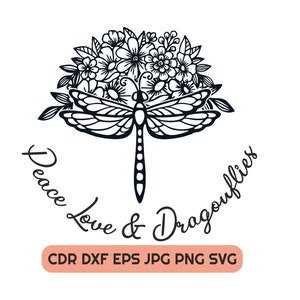 Peace love dragonflies svg, dragonfly svg, dragonfly png, insect clipart