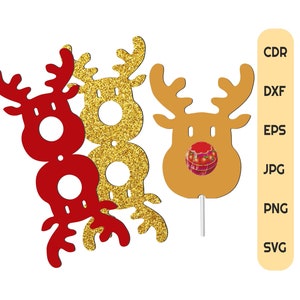 Porta lecca-lecca di renna svg, porta ventosa di download istantaneo silhouette, design del succhiatore di Natale, file di taglio lecca-lecca vettoriale