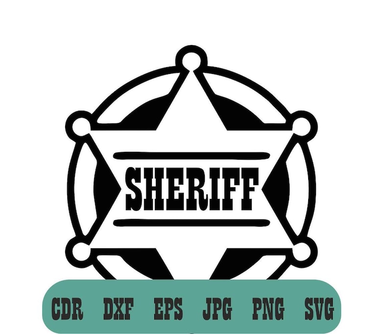 Sheriff badge svg, Police badge silhouette, cop svg cut file, Deputy sheriff star vector file, western svg image 1