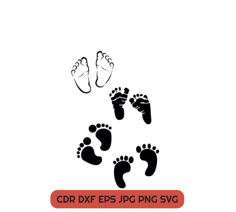 Download Baby footprint svg cut file Baby feet dxf vector silhouette | Etsy