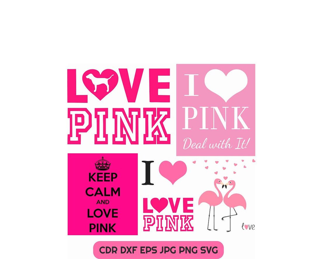 Love Pink Svg Vector Clipart Instant Download Pink Heart Dxf Etsy