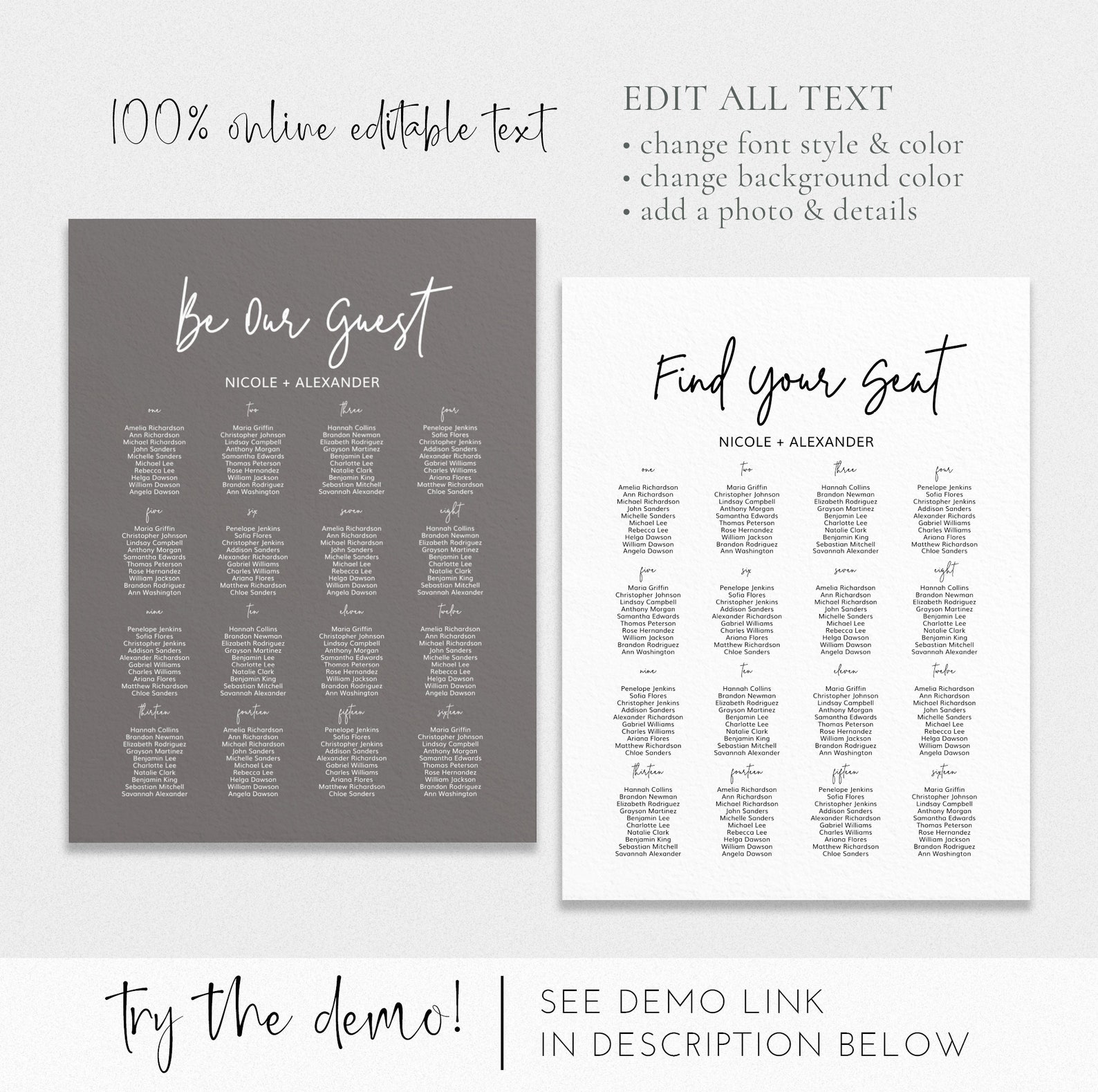 Be Our Guest Seating Chart Poster Template Printable Find Etsy UK