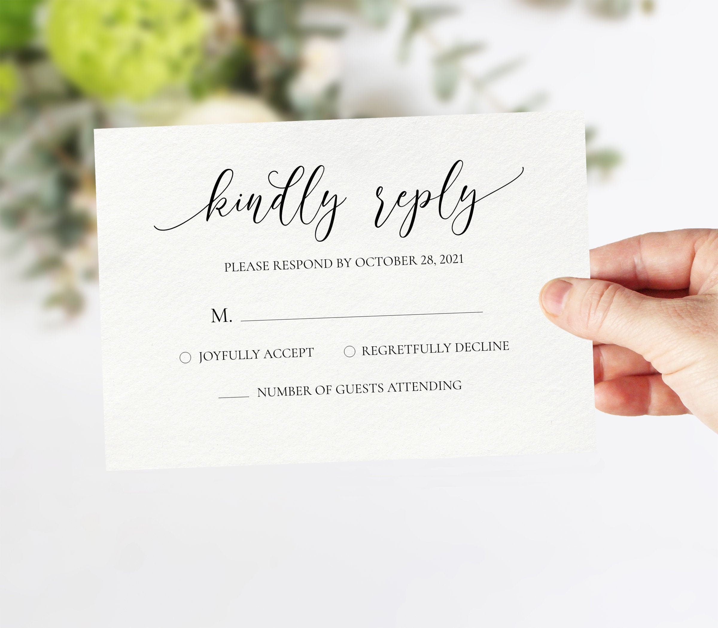 Wedding Kindly Reply Card Template Printable Custom Insert Etsy
