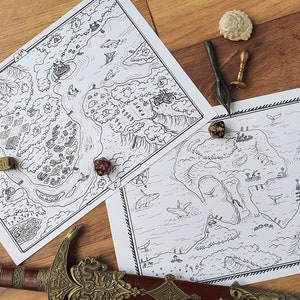 Peninsula and Villa Mariahna - Two printable Adventure Maps - Coloring Page