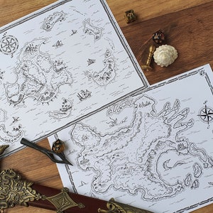 Gods Hand and Nido - Two printable Adventure Maps - Coloring Page