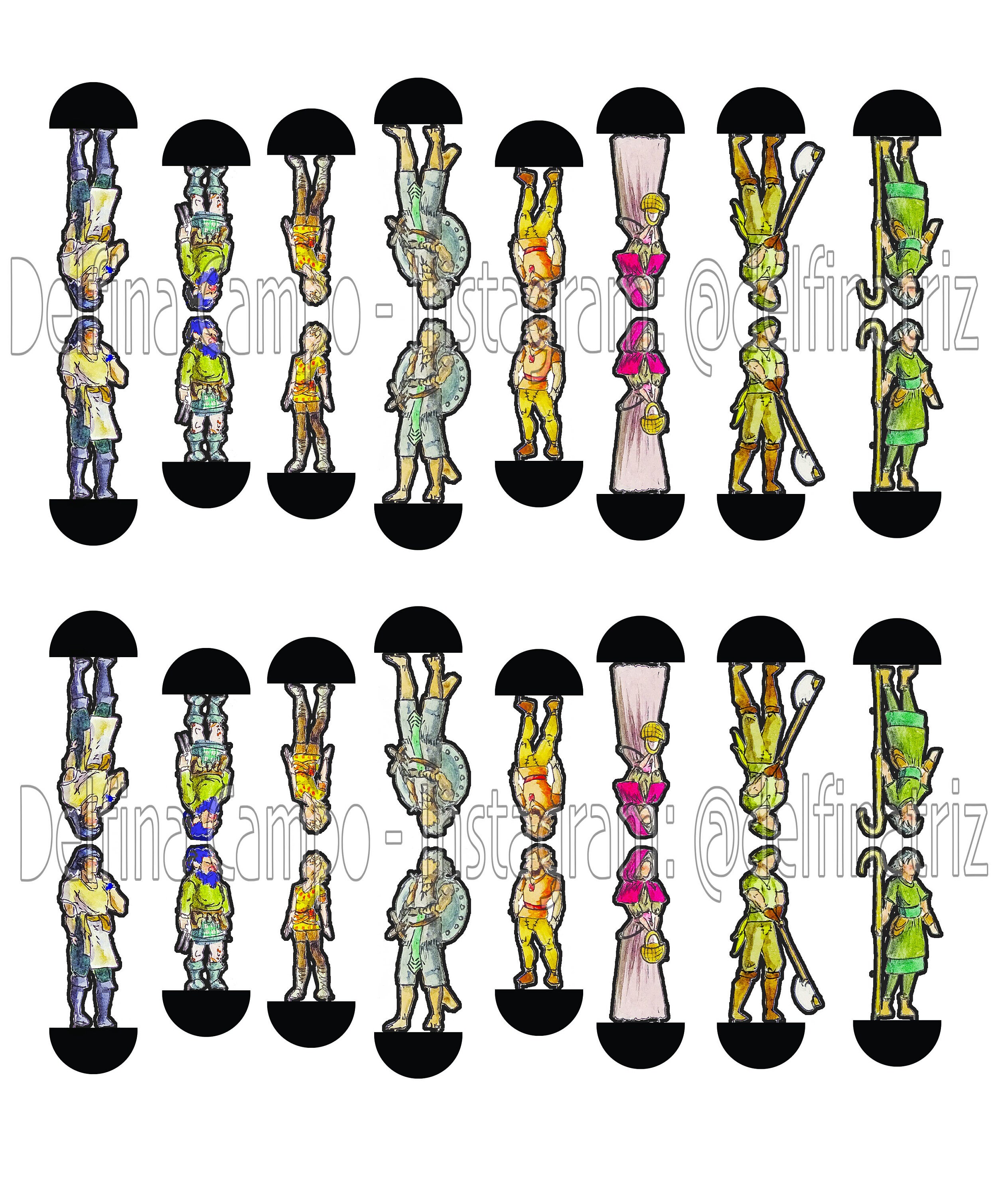 Villagers Printable Set of 8 RPG characters Paper Minis | Etsy